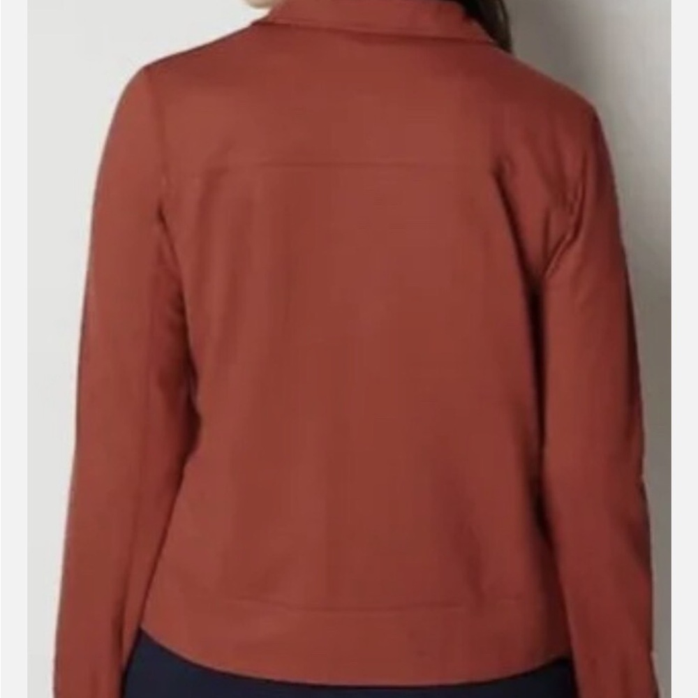J.Jill Wearever Collection Double Face Jersey Flap Pocket Jacket Burnt Orange 1X - Picture 3 of 10